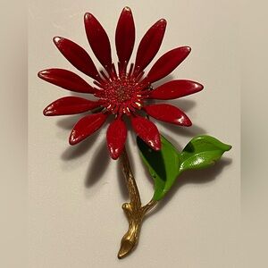 Vintage Inspired Enamel Flower Brooch